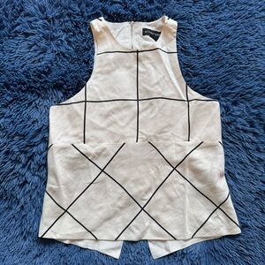 Stylestalker Womens Sleeveless White Grid Checker Print Linen Sz Small